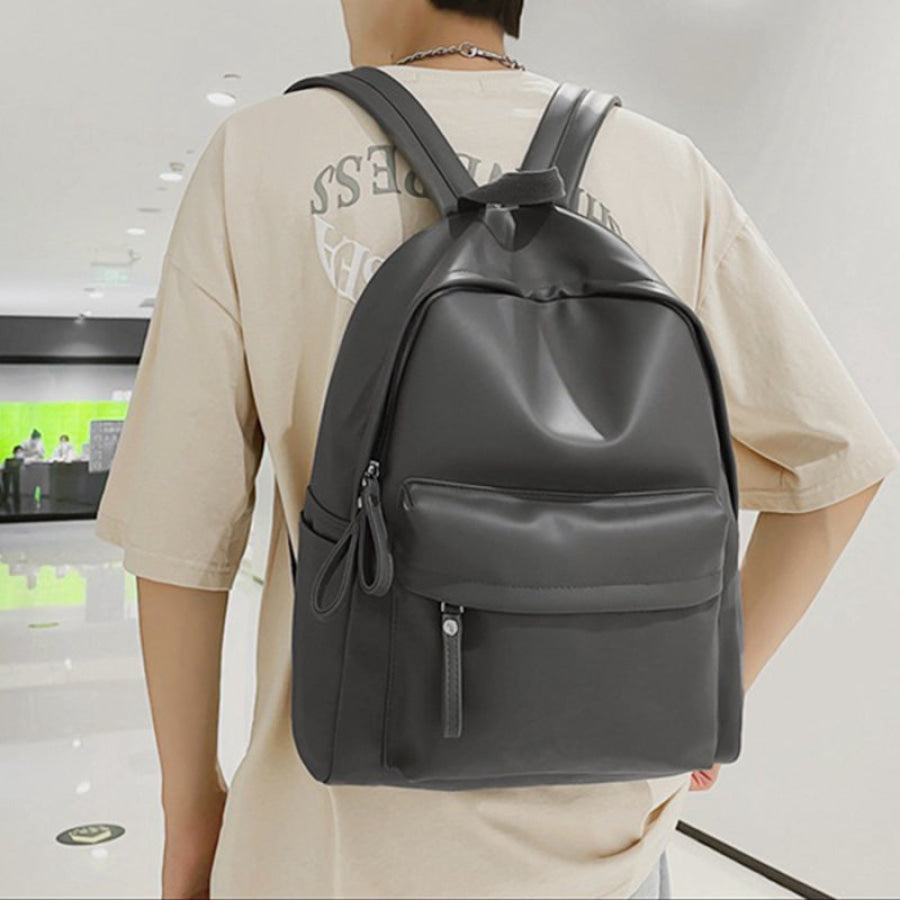 PU Leather Zip Backpack Bag Apparel and Accessories