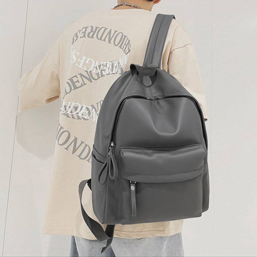 PU Leather Zip Backpack Bag Apparel and Accessories