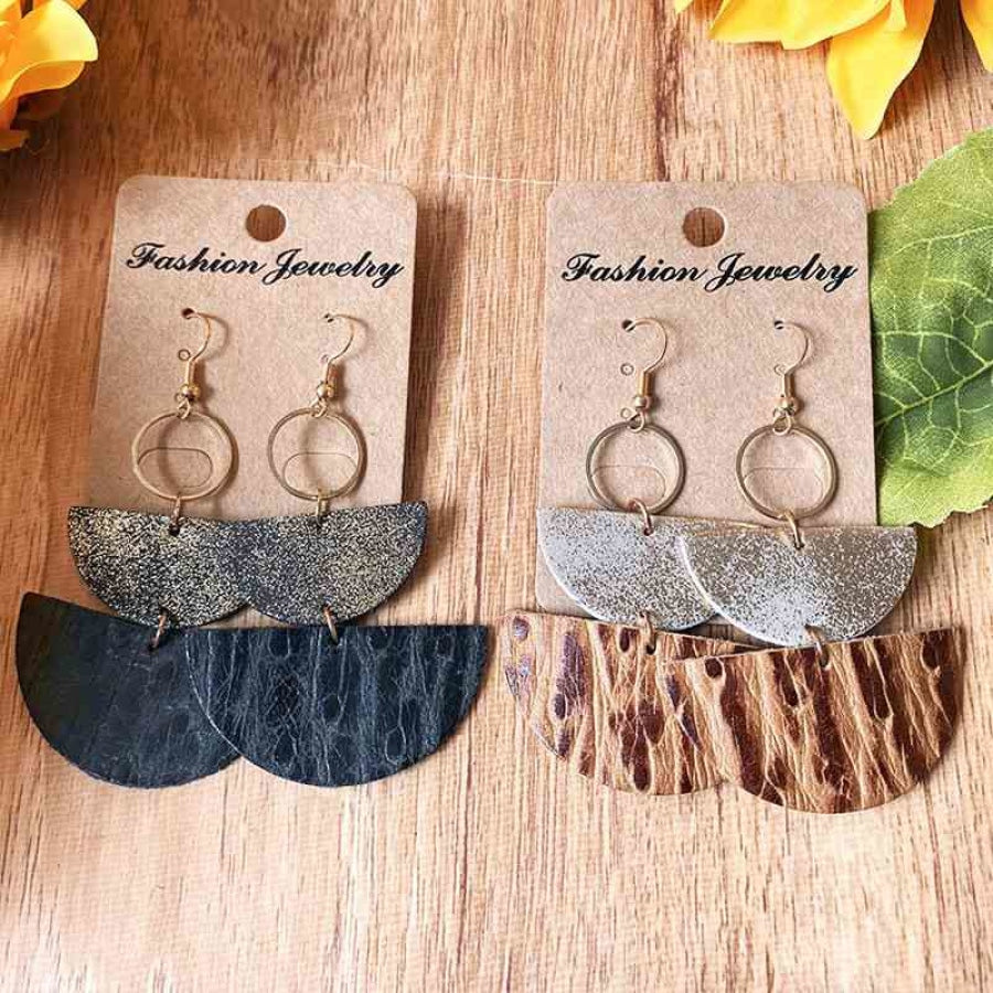 PU Semicircle Drop Earrings Clothing