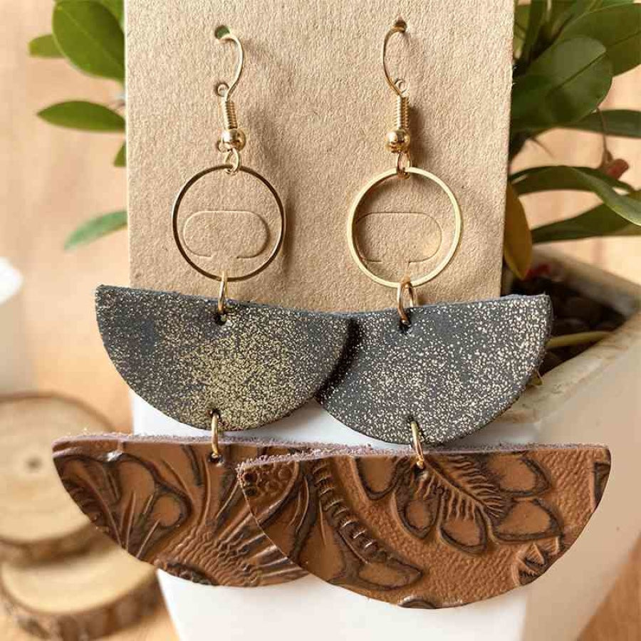 PU Semicircle Drop Earrings Clothing