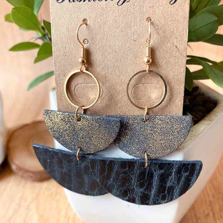 PU Semicircle Drop Earrings Clothing