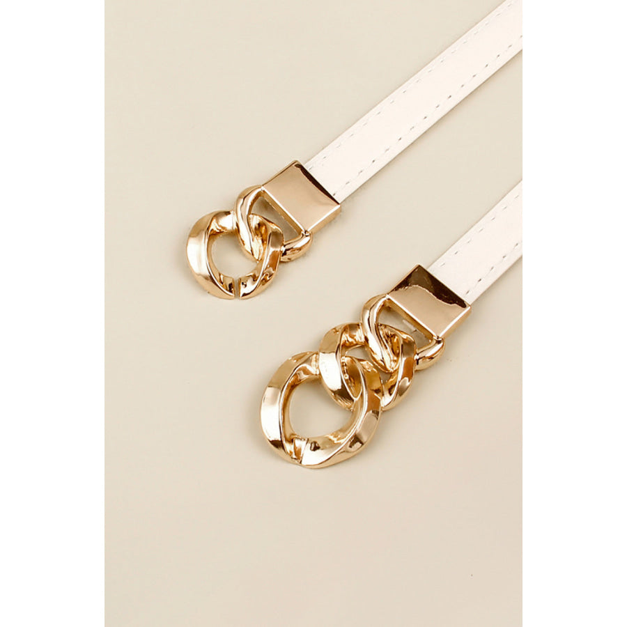 PU Skinny Belt White / One Size