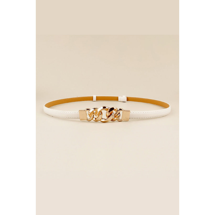 PU Skinny Belt White / One Size