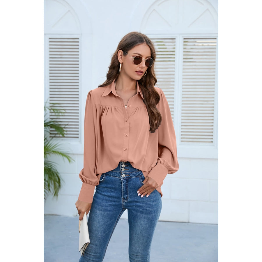 Puff Sleeve Collared Neck Shirt