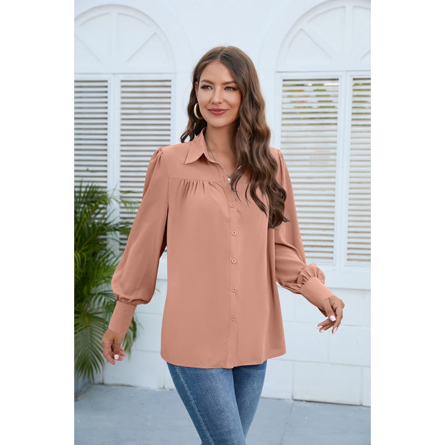 Puff Sleeve Collared Neck Shirt