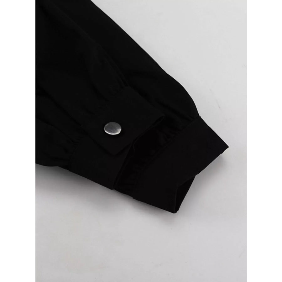 Puff Sleeve Contrast Collar Dress Apparel and Accessories