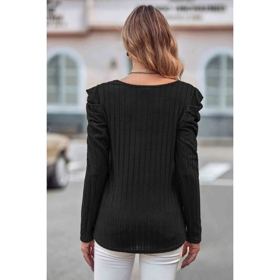 Puff Sleeve Round Neck T-Shirt Clothing