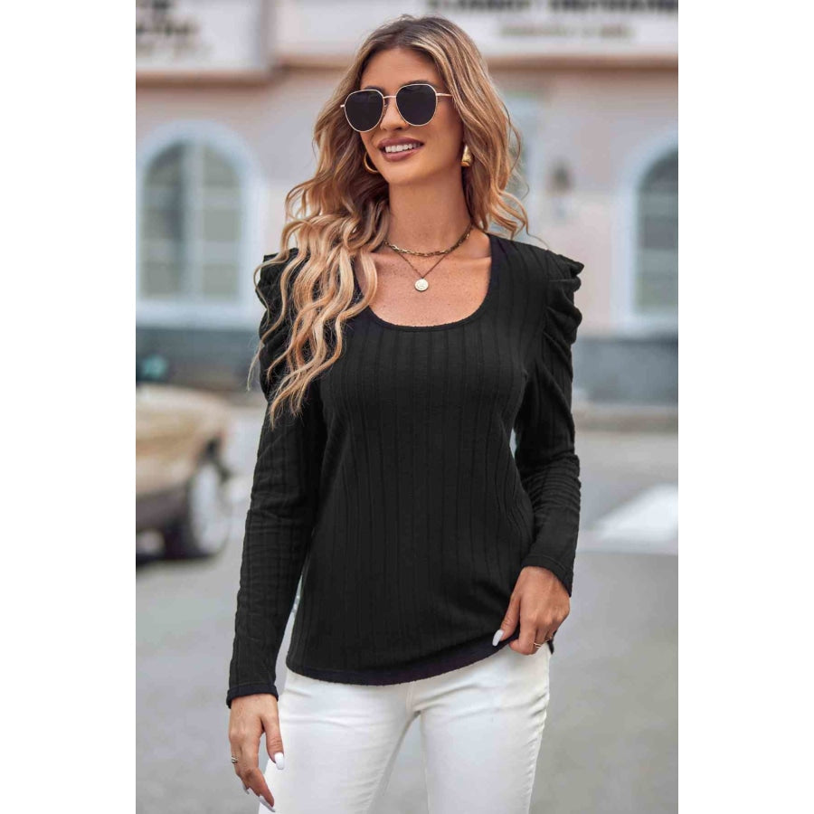 Puff Sleeve Round Neck T-Shirt Clothing