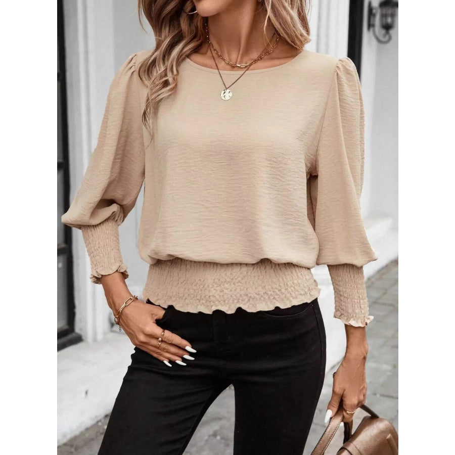 Puff Sleeve Smocked Blouse Apparel and Accessories