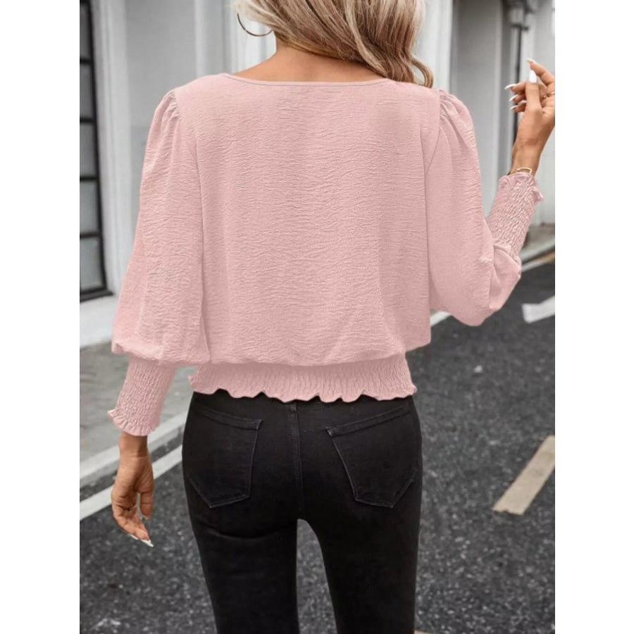 Puff Sleeve Smocked Blouse Apparel and Accessories