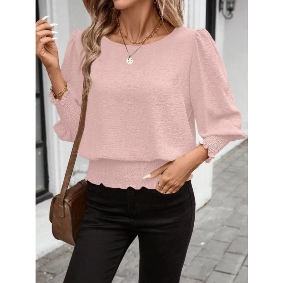 Puff Sleeve Smocked Blouse Apparel and Accessories