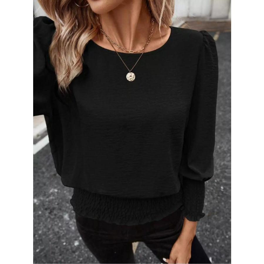 Puff Sleeve Smocked Blouse Apparel and Accessories