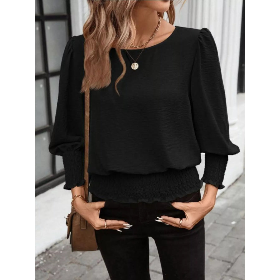Puff Sleeve Smocked Blouse Apparel and Accessories
