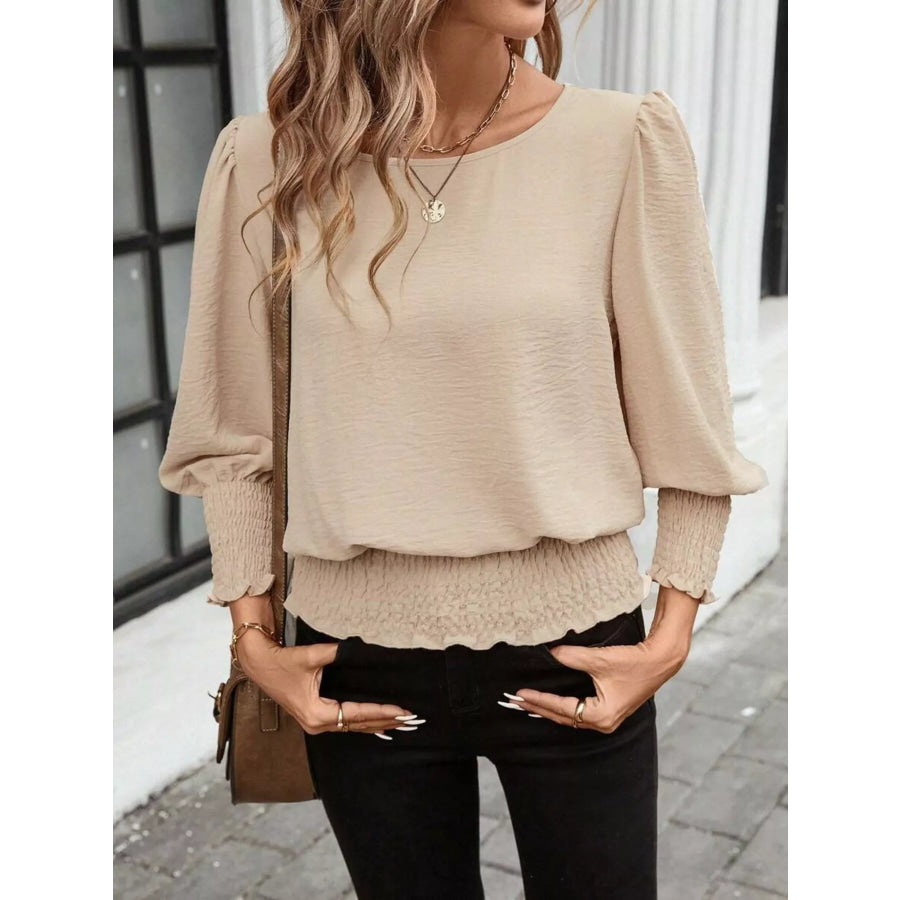 Puff Sleeve Smocked Blouse Apparel and Accessories