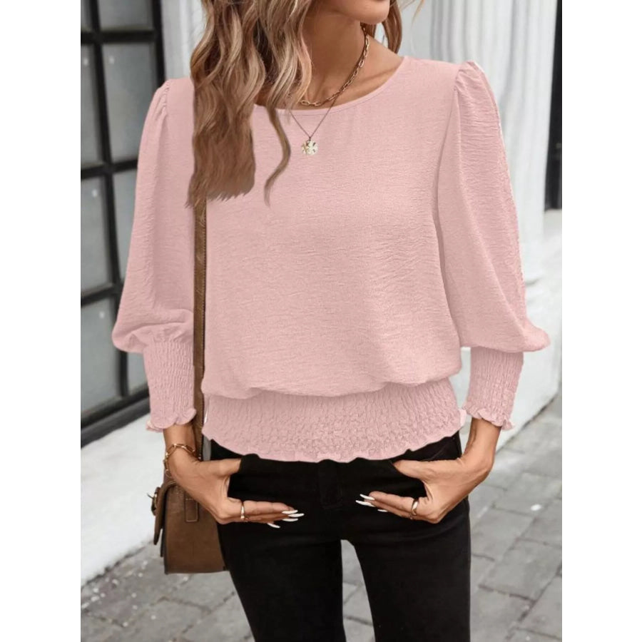 Puff Sleeve Smocked Blouse Apparel and Accessories