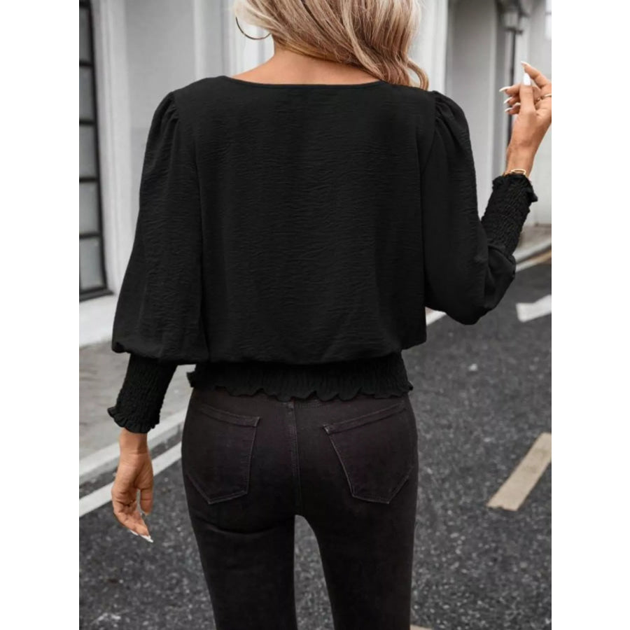 Puff Sleeve Smocked Blouse Apparel and Accessories