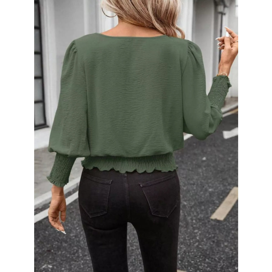 Puff Sleeve Smocked Blouse Apparel and Accessories