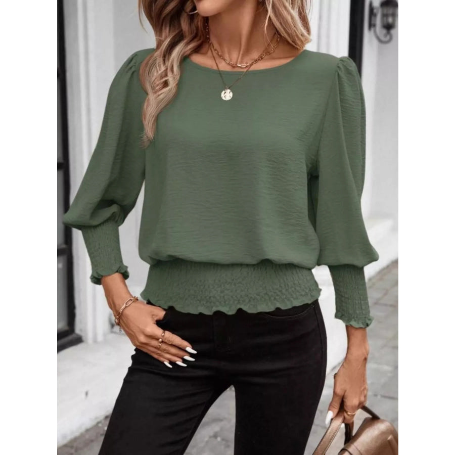 Puff Sleeve Smocked Blouse Apparel and Accessories