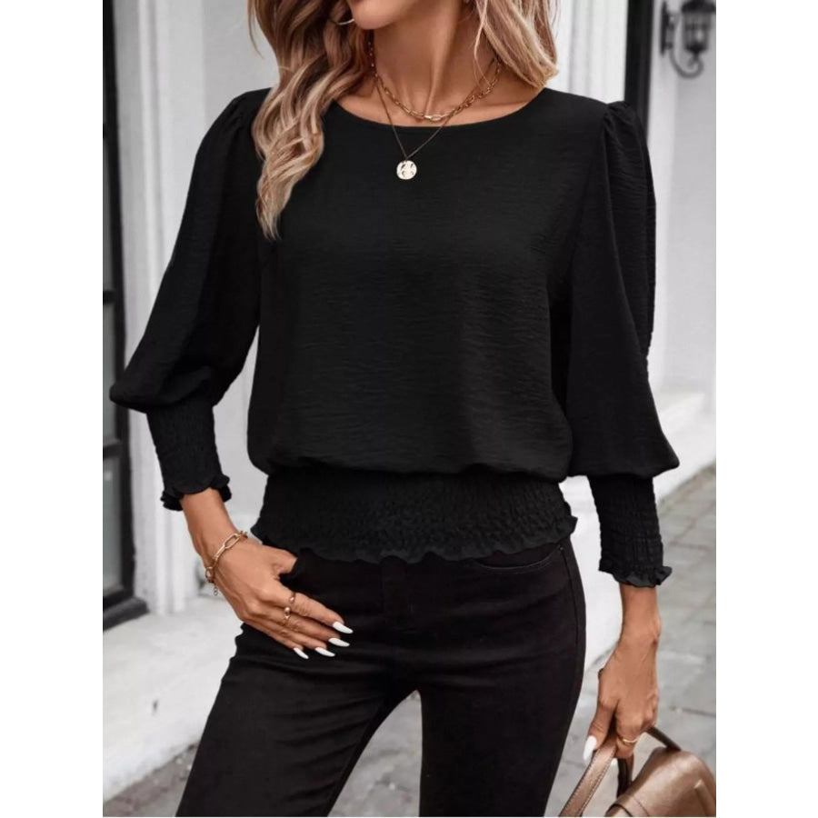 Puff Sleeve Smocked Blouse Apparel and Accessories