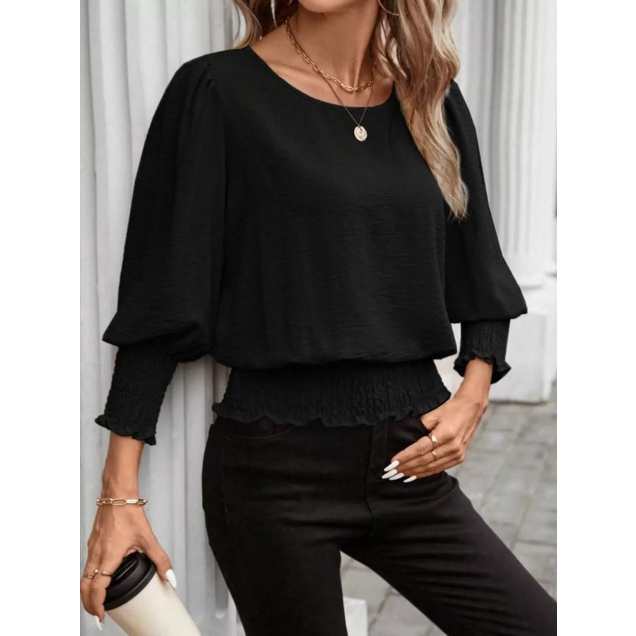 Puff Sleeve Smocked Blouse Apparel and Accessories