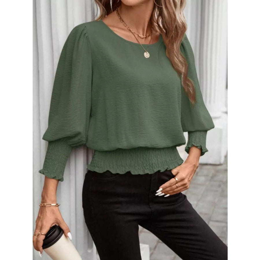 Puff Sleeve Smocked Blouse Apparel and Accessories