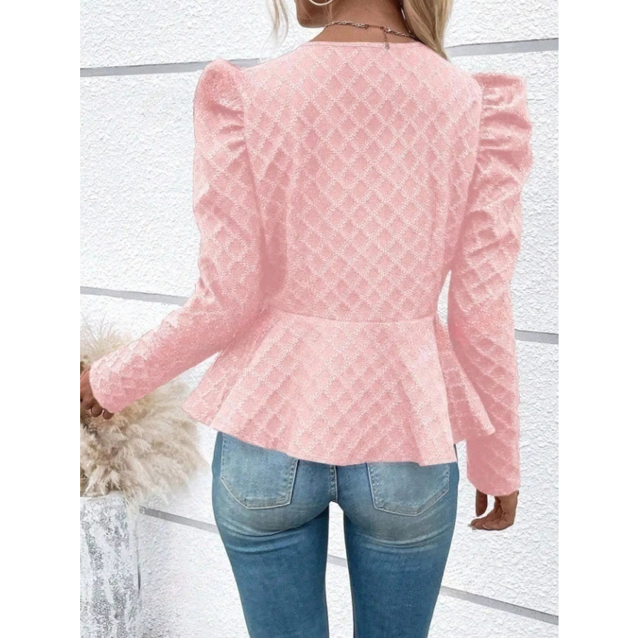 Puff Sleeve Textured Jacquard Jacket Apparel and Accessories