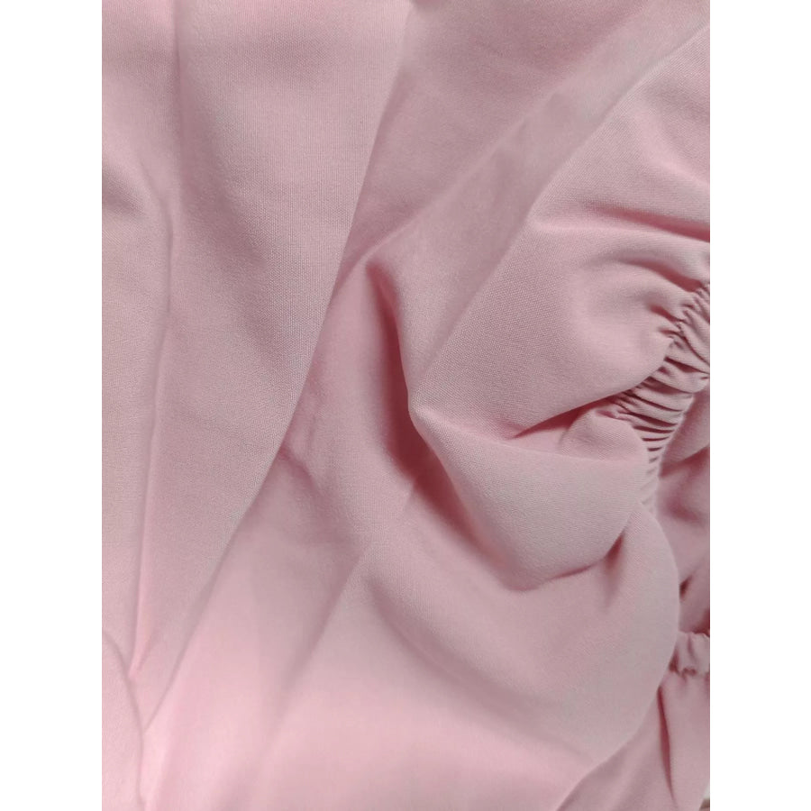 Puff Sleeve Tie Front Slit Midi Dress Apparel and Accessories