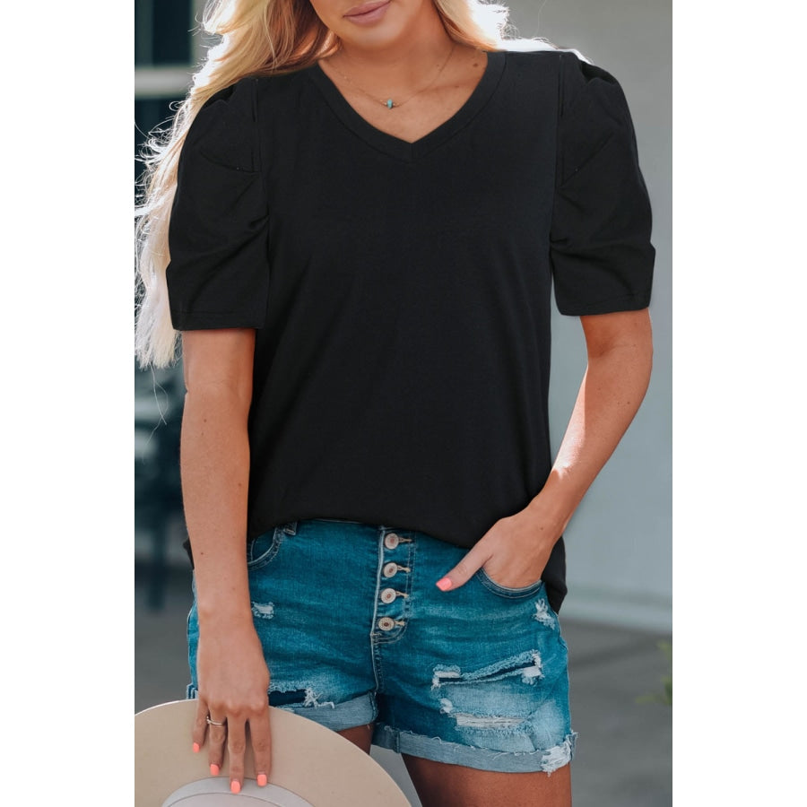 Puff Sleeve V-Neck Tee