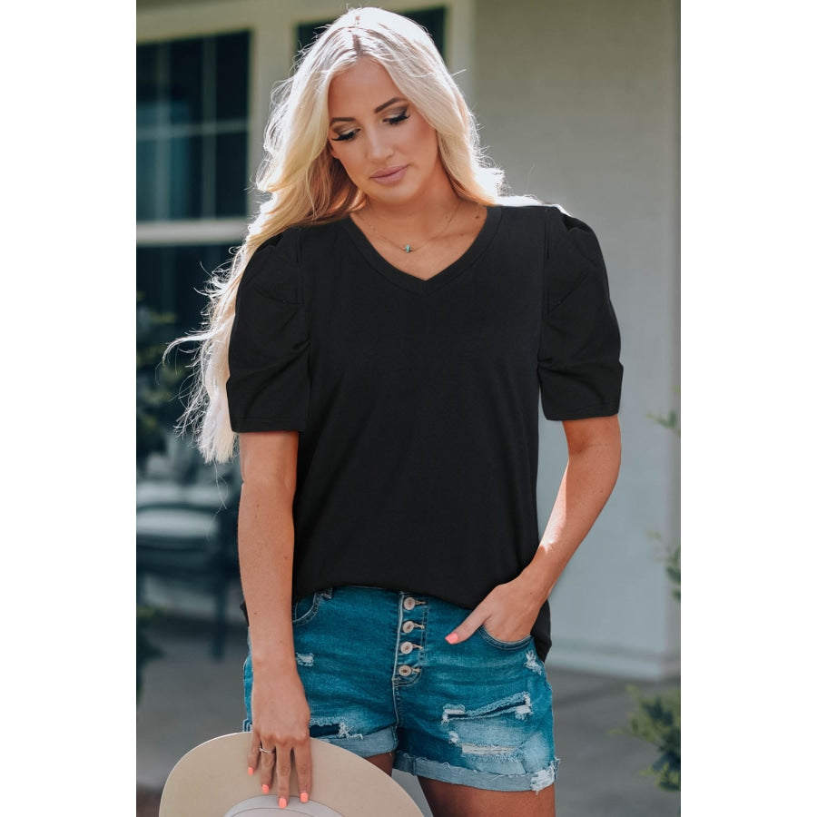 Puff Sleeve V-Neck Tee