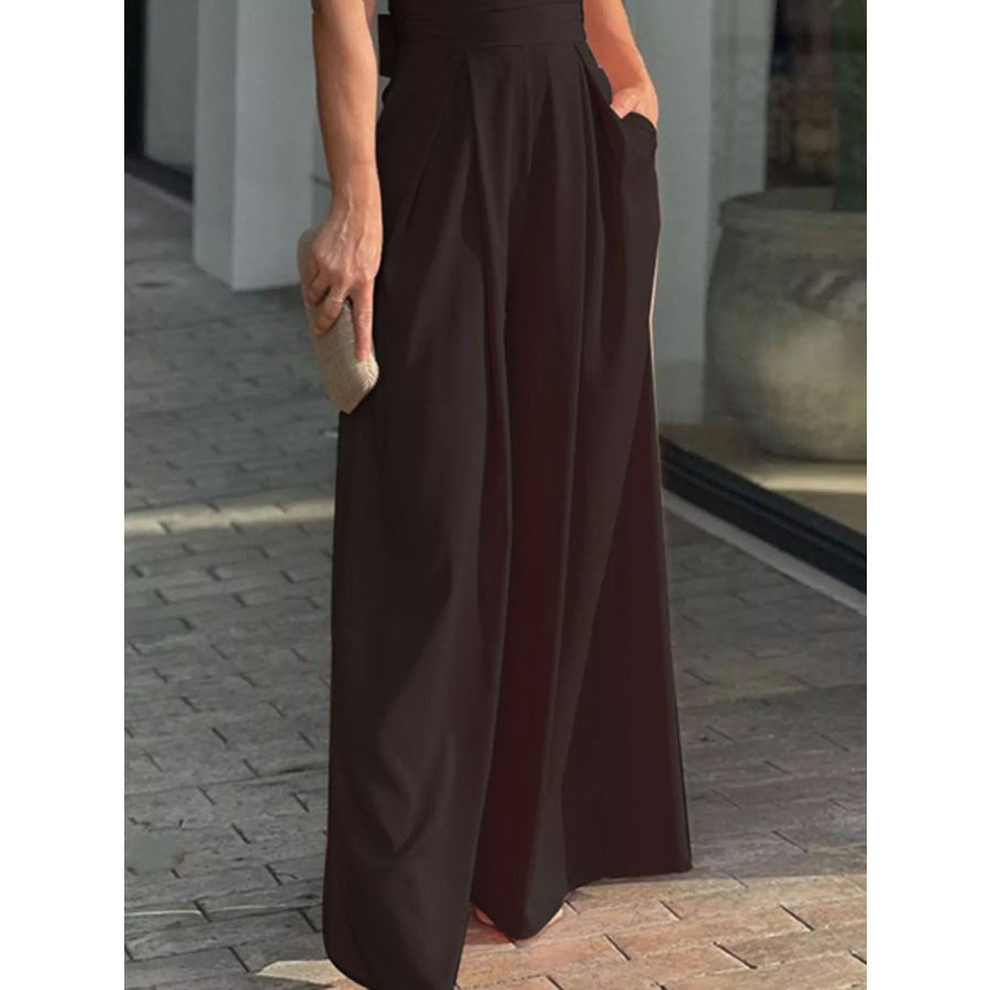 Puff Sleeve Wide Leg Jumpsuit Apparel and Accessories