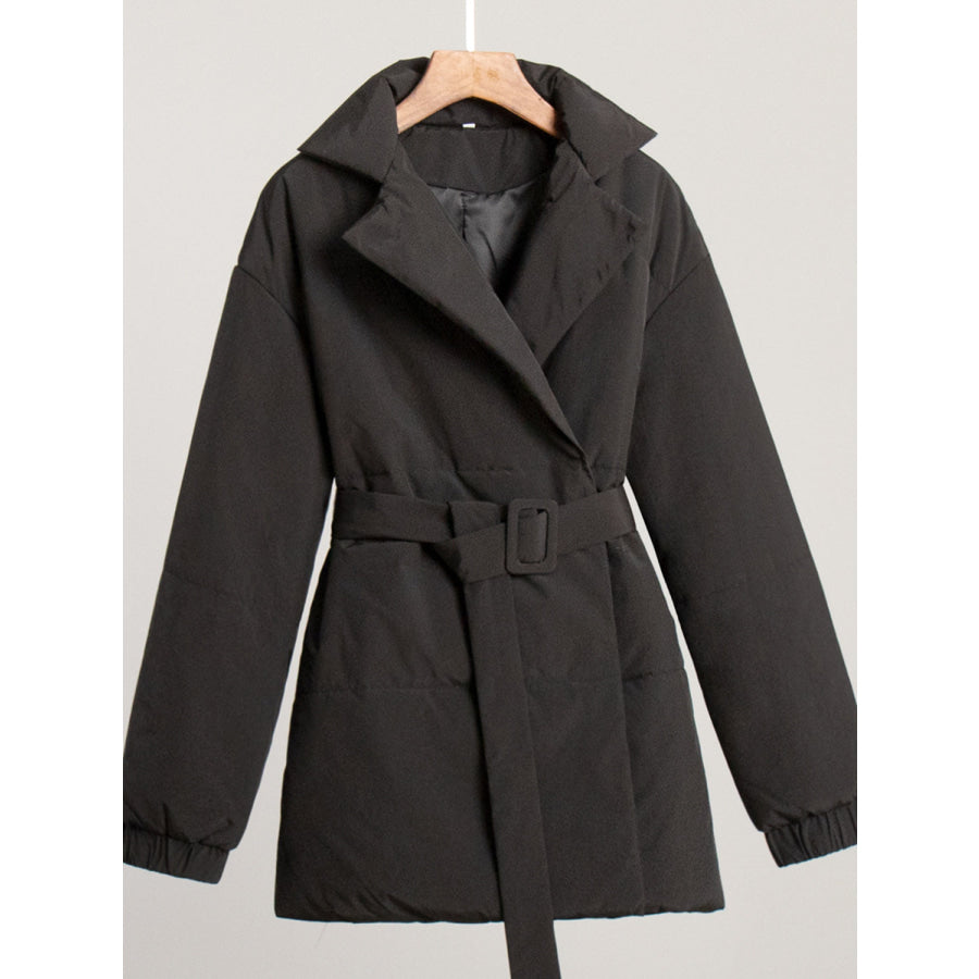 Puffer Long Sleeve Winter Coat with Belt Apparel and Accessories