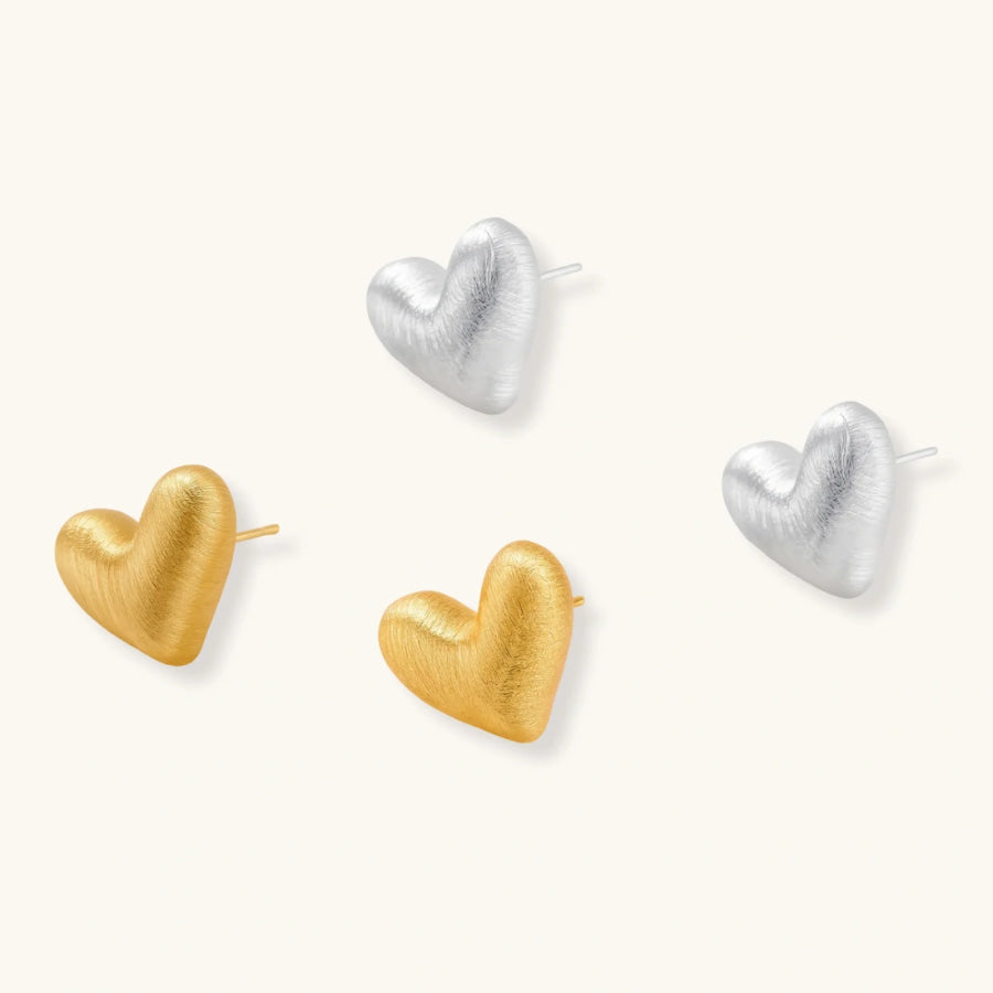 Puffy Heart Studs by Sandee Rain Earrings