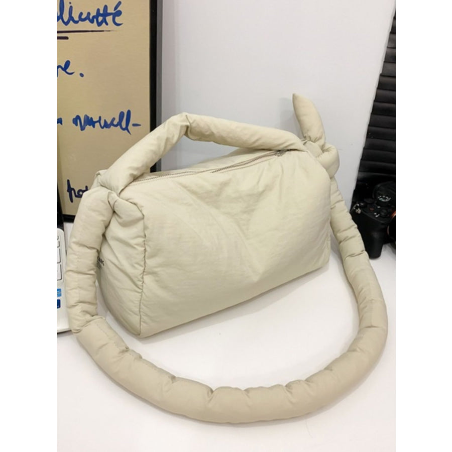 Puffy Nylon Medium Crossbody Bag Beige / One Size Apparel and Accessories