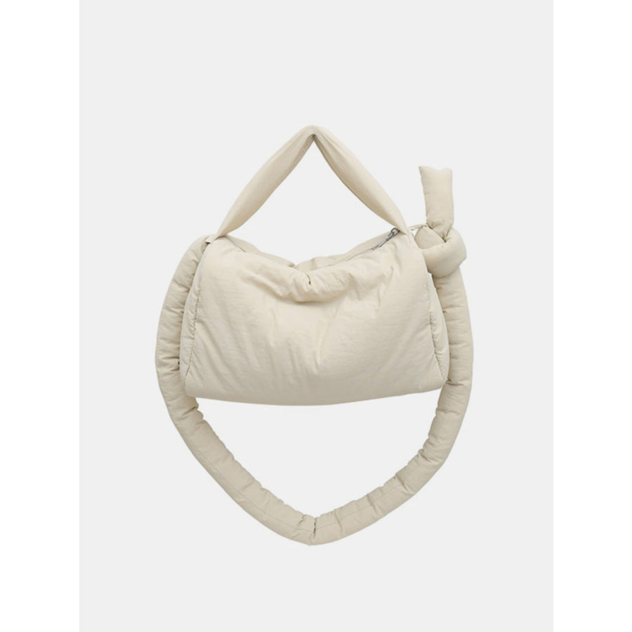 Puffy Nylon Medium Crossbody Bag Beige / One Size Apparel and Accessories