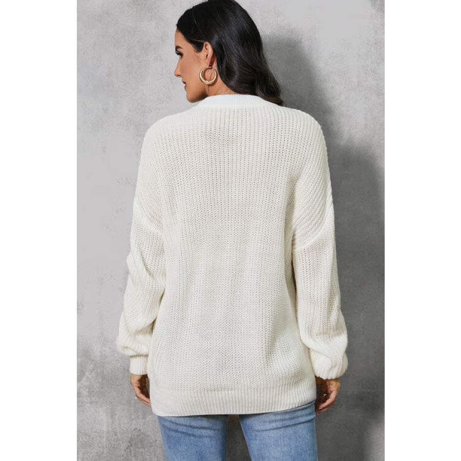 Pumpkin Embroidery Long Sleeve Sweater White / S Clothing