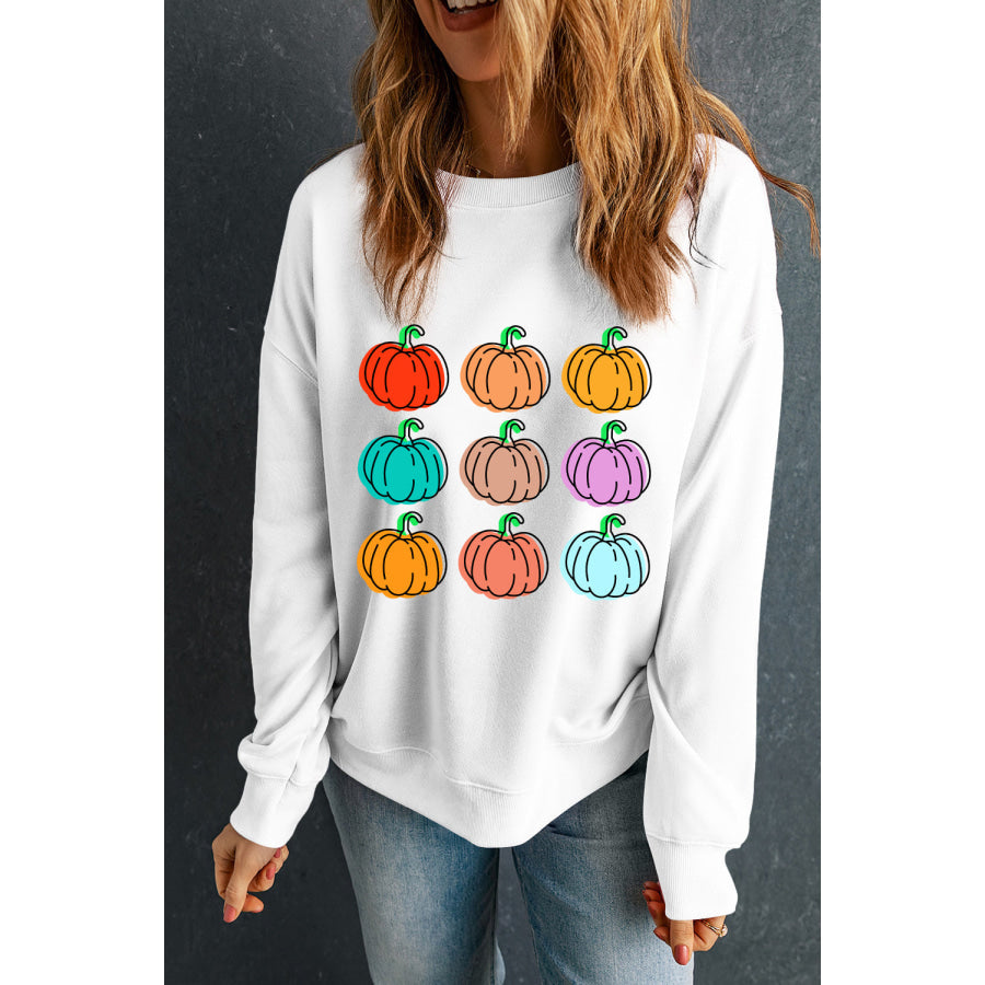 Pumpkin Graphic Long Sleeve Sweatshirt Apparel and Accessories