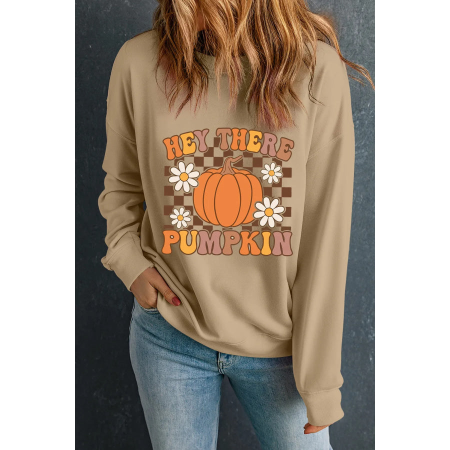 Pumpkin Graphic Long Sleeve Sweatshirt Apparel and Accessories