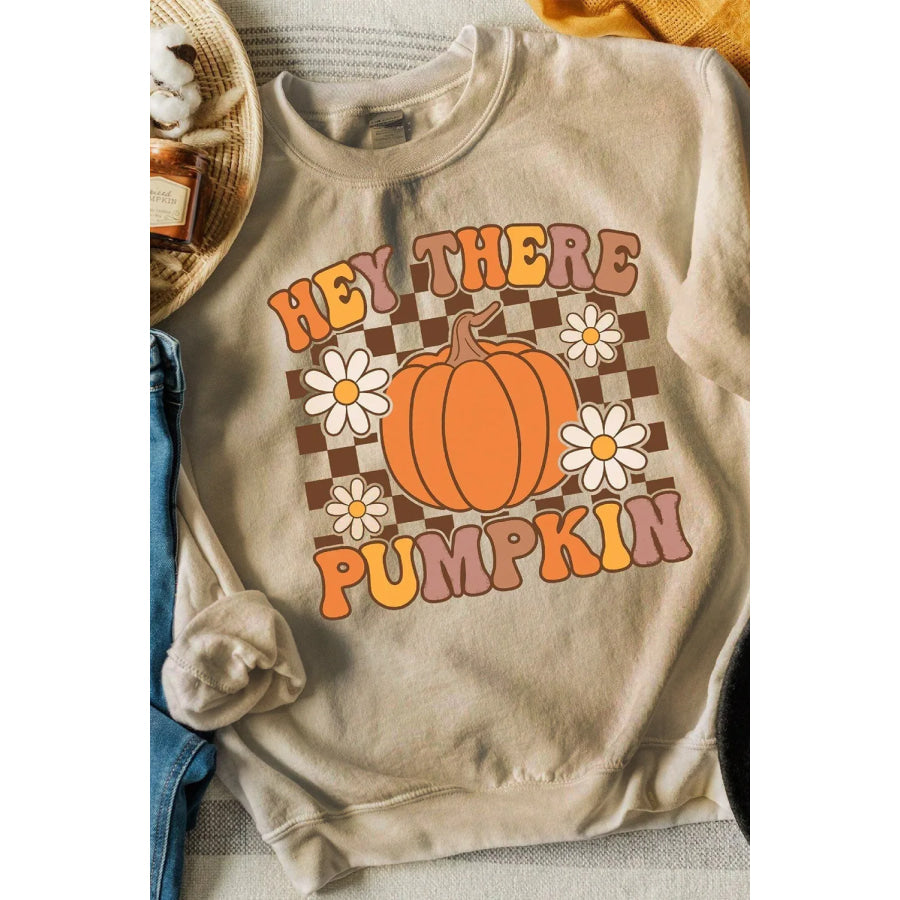 Pumpkin Graphic Long Sleeve Sweatshirt Apparel and Accessories