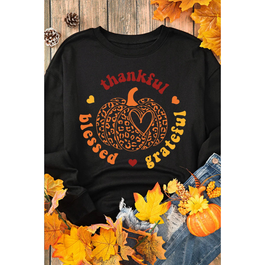 Pumpkin Graphic Long Sleeve Sweatshirt Apparel and Accessories