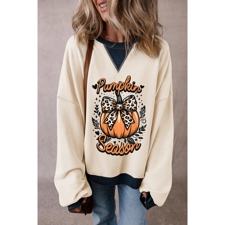 Pumpkin Graphic Long Sleeve Sweatshirt Apparel and Accessories