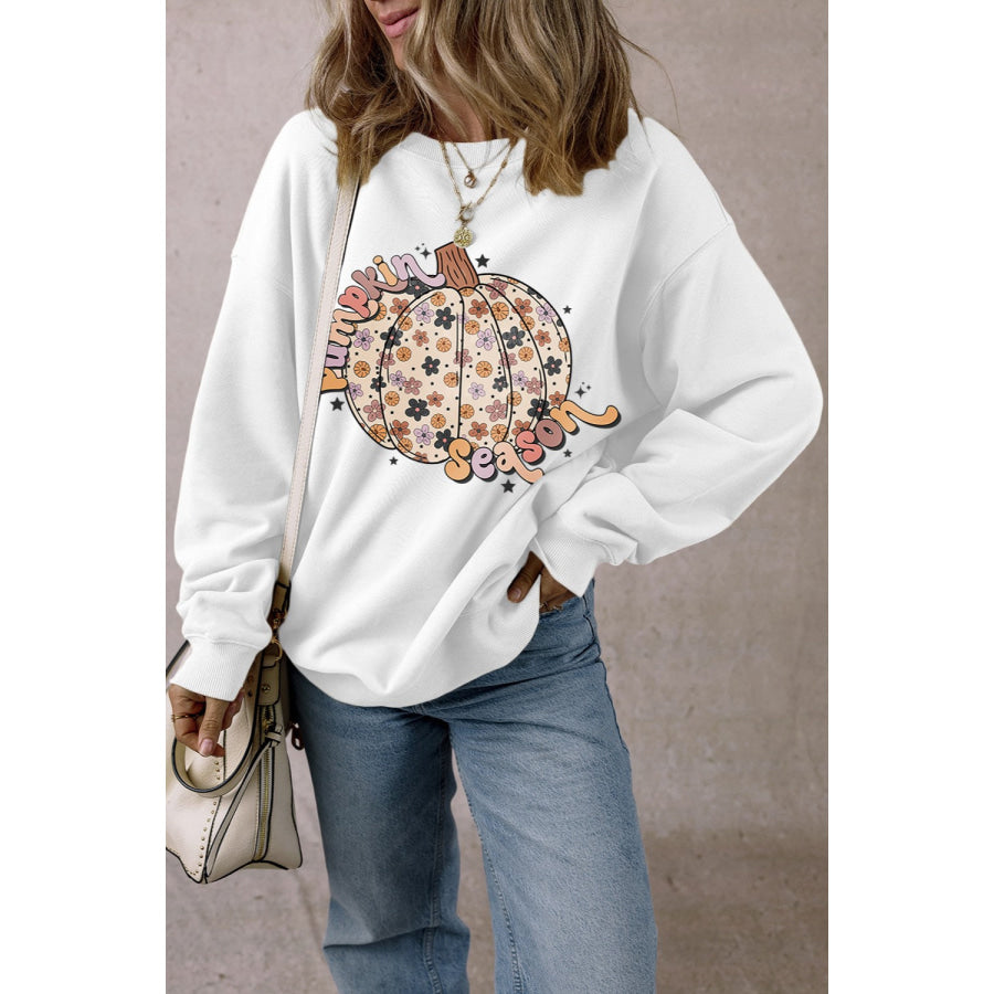 Pumpkin Graphic Long Sleeve Sweatshirt Apparel and Accessories