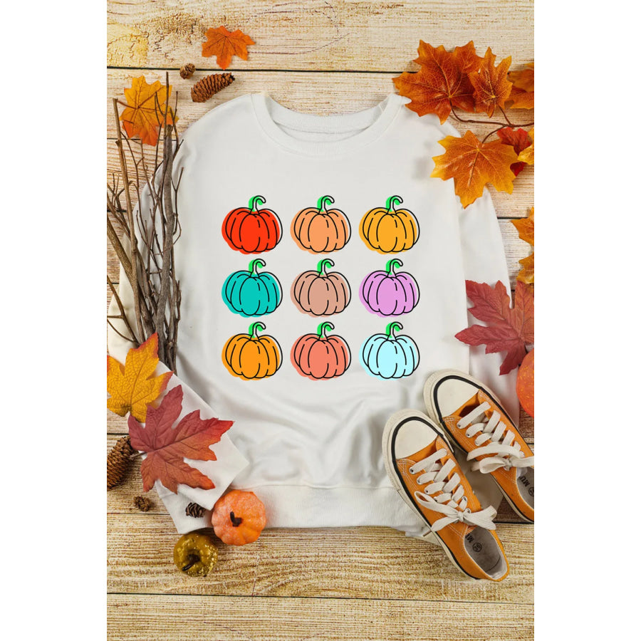 Pumpkin Graphic Long Sleeve Sweatshirt Apparel and Accessories