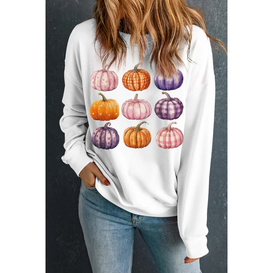 Pumpkin Graphic Long Sleeve Sweatshirt Apparel and Accessories