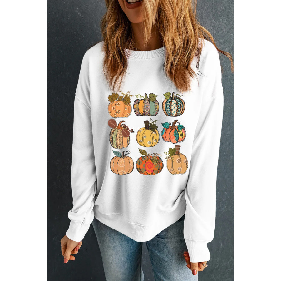 Pumpkin Graphic Long Sleeve Sweatshirt Apparel and Accessories