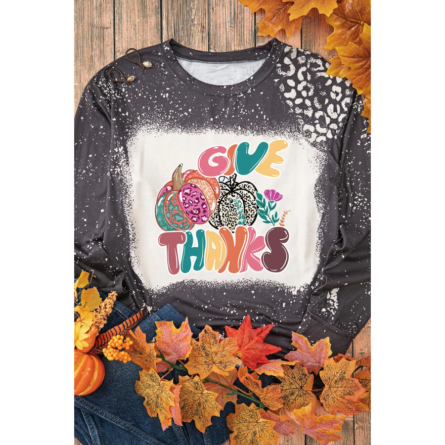 Pumpkin Graphic Round Neck Long Sleeve T-Shirt Apparel and Accessories