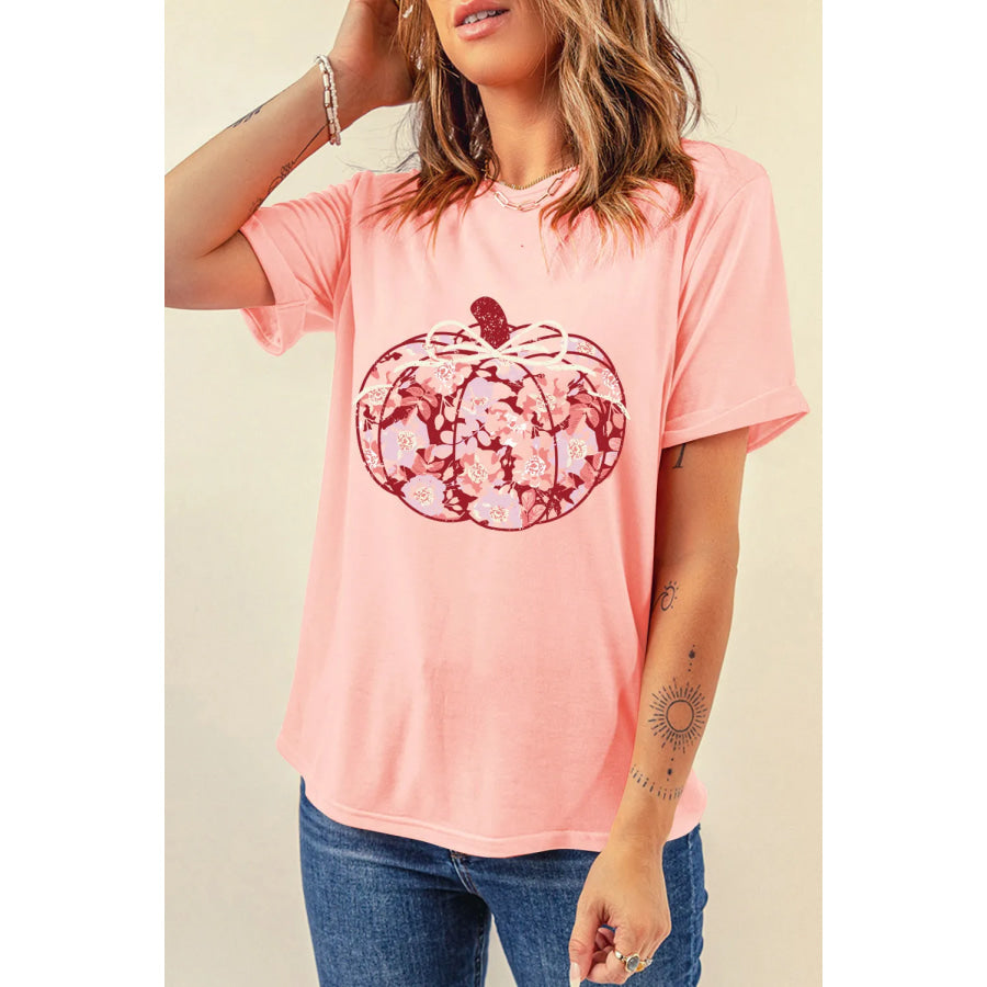 Pumpkin Graphic Round Neck Long Sleeve T-Shirt Apparel and Accessories