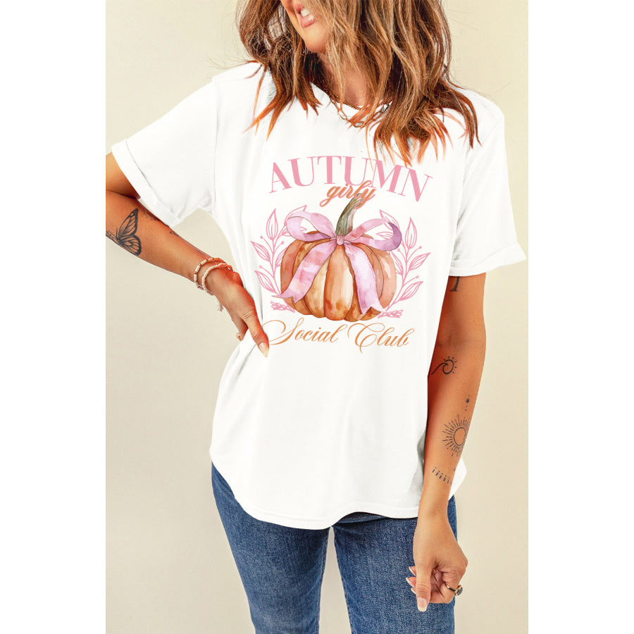 Pumpkin Graphic Round Neck Short Sleeve T-Shirt Apparel and Accessories