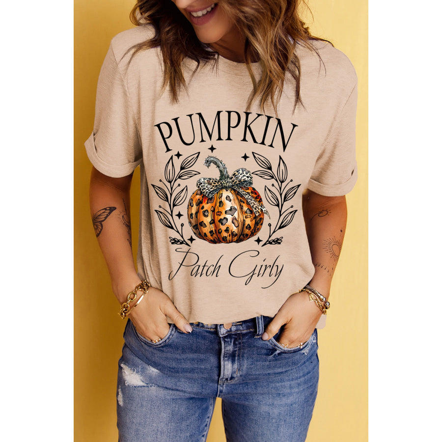 Pumpkin Graphic Round Neck Short Sleeve T-Shirt Apparel and Accessories