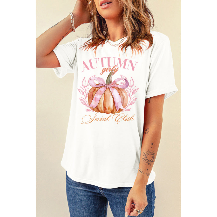 Pumpkin Graphic Round Neck Short Sleeve T-Shirt Apparel and Accessories