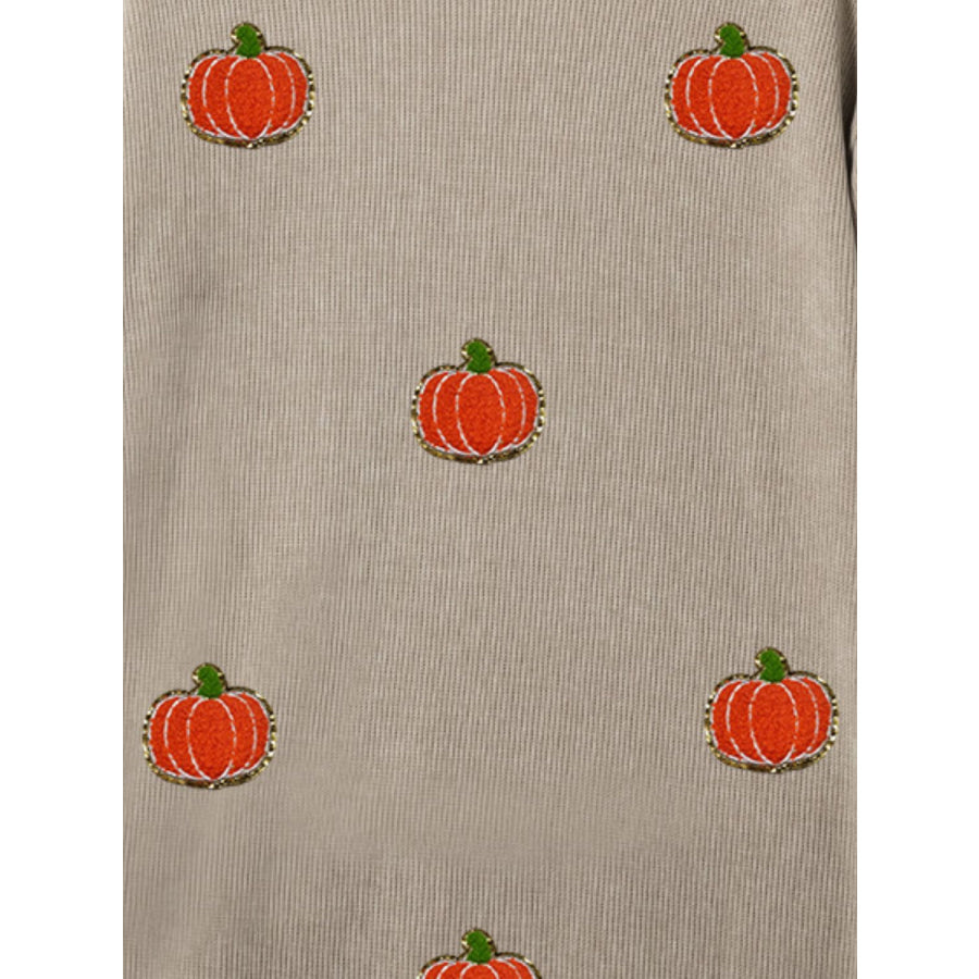 Pumpkin Round Neck Long Sleeve Sweatshirt Apparel and Accessories